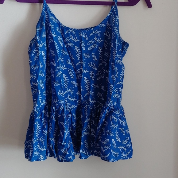 Patterned Sleeveless Peplum Babydoll Top - Picture 1 of 5